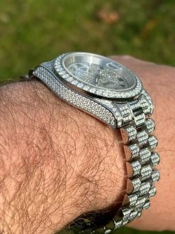 15ct MOISSANITE Mens Presidential Watch Iced Bust Down Hip Hop Diamond Test ✅ -Harlem Bling Shop hip hop 15ct moissanite mens presidential watch iced bust down hip hop diamond test 28786.1664360747