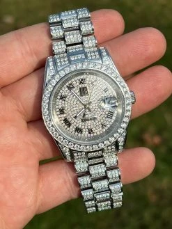 15ct MOISSANITE Mens Presidential Watch Iced Bust Down Hip Hop Diamond Test ✅ -Harlem Bling Shop hip hop 15ct moissanite mens presidential watch iced bust down hip hop diamond test 45542.1664361837