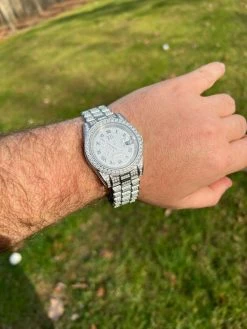 15ct MOISSANITE Mens Presidential Watch Iced Bust Down Hip Hop Diamond Test ✅ -Harlem Bling Shop hip hop 15ct moissanite mens presidential watch iced bust down hip hop diamond test 63677.1664359417