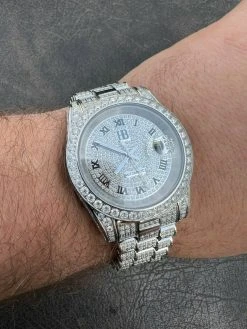 15ct MOISSANITE Mens Presidential Watch Iced Bust Down Hip Hop Diamond Test ✅ -Harlem Bling Shop hip hop 15ct moissanite mens presidential watch iced bust down hip hop diamond test 86353.1664356035