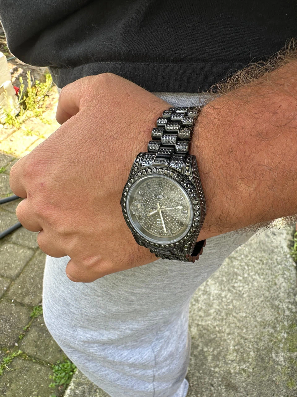 16.1 Ct Black MOISSANITE Mens Presidential Watch Iced Bust Down Hip Hop 9 16.1 Ct Black MOISSANITE Mens Presidential Watch Iced Bust Down Hip Hop - Image 7