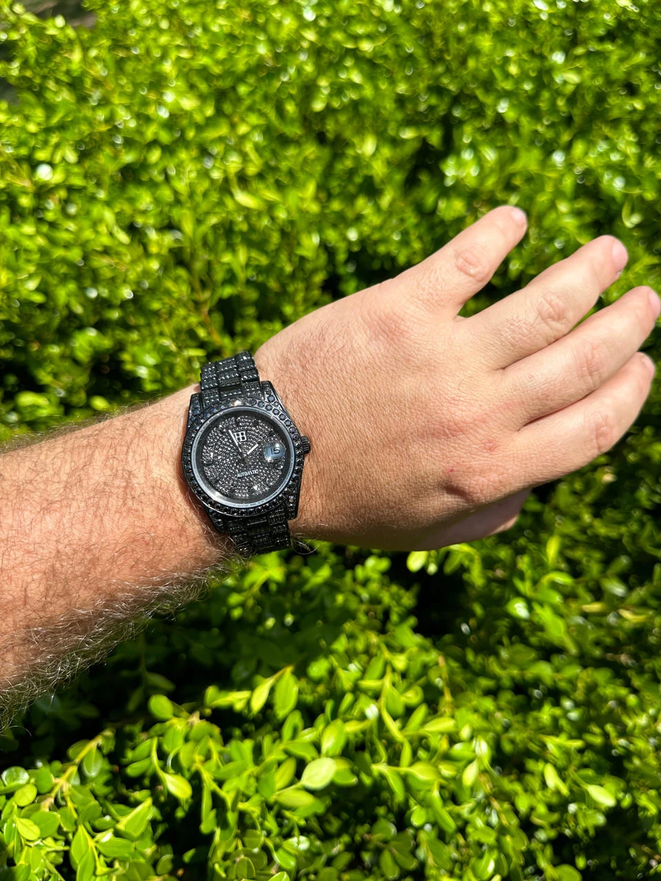 16.1 Ct Black MOISSANITE Mens Presidential Watch Iced Bust Down Hip Hop 6 16.1 Ct Black MOISSANITE Mens Presidential Watch Iced Bust Down Hip Hop - Image 4