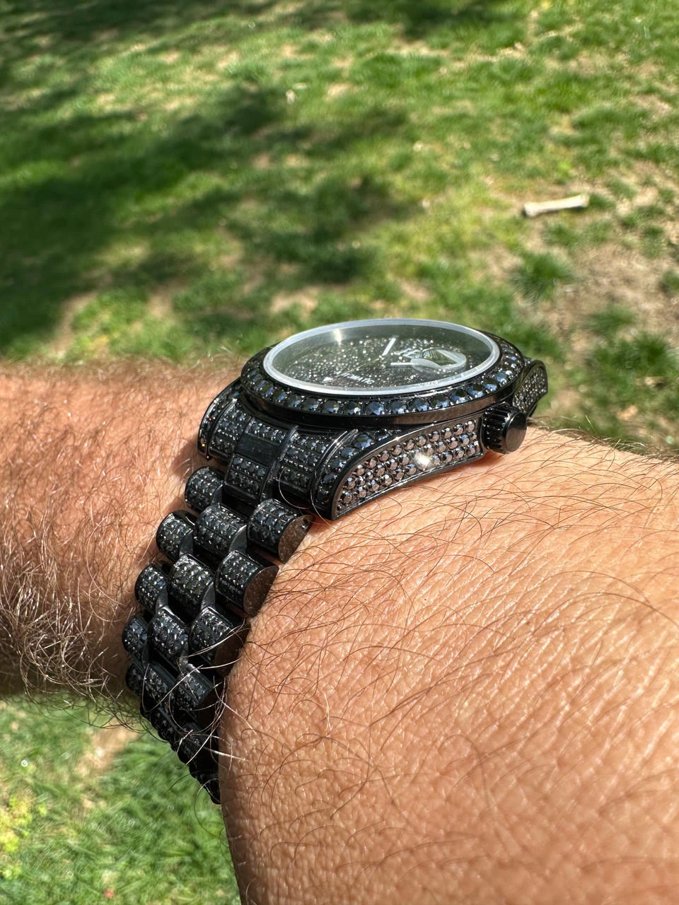 16.1 Ct Black MOISSANITE Mens Presidential Watch Iced Bust Down Hip Hop 7 16.1 Ct Black MOISSANITE Mens Presidential Watch Iced Bust Down Hip Hop - Image 5