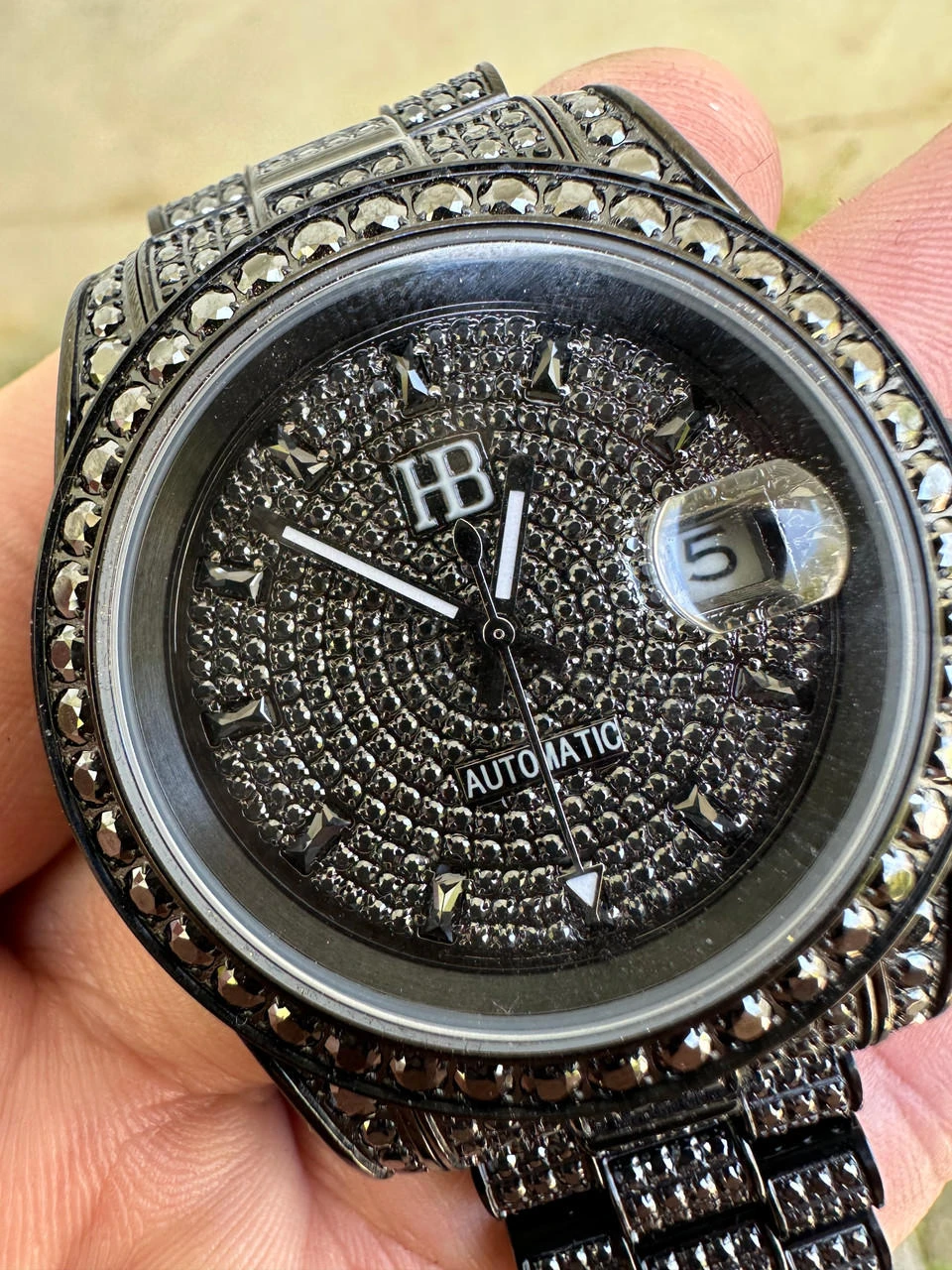 16.1 Ct Black MOISSANITE Mens Presidential Watch Iced Bust Down Hip Hop 17 16.1 Ct Black MOISSANITE Mens Presidential Watch Iced Bust Down Hip Hop - Image 15