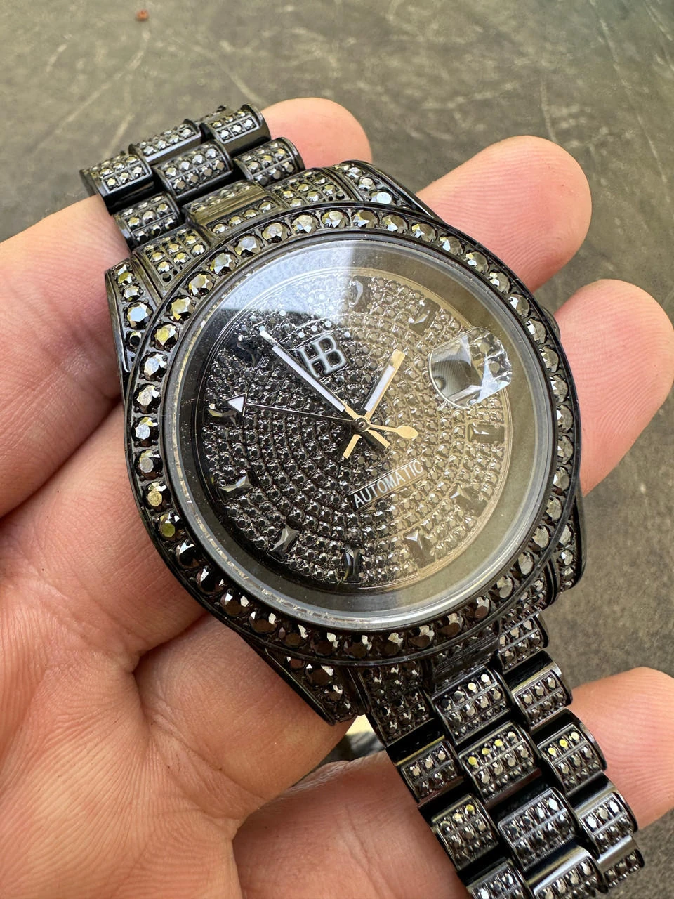 16.1 Ct Black MOISSANITE Mens Presidential Watch Iced Bust Down Hip Hop 14 16.1 Ct Black MOISSANITE Mens Presidential Watch Iced Bust Down Hip Hop - Image 12