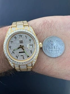 16ct MOISSANITE Mens 14k Gold Over Stainless Watch Honeycomb Iced Arabic Dial 41 16ct MOISSANITE Mens 14k Gold Over Stainless Watch Honeycomb Iced Arabic Dial -Harlem Bling Shop hip hop 16ct moissanite mens 14k gold over stainless watch honeycomb iced arabic dial 39235.1671639682