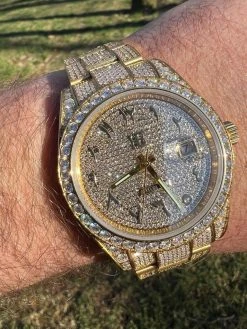 16ct MOISSANITE Mens 14k Gold Over Stainless Watch Honeycomb Iced Arabic Dial 34 16ct MOISSANITE Mens 14k Gold Over Stainless Watch Honeycomb Iced Arabic Dial -Harlem Bling Shop hip hop 16ct moissanite mens 14k gold over stainless watch honeycomb iced arabic dial 47038.1671639680