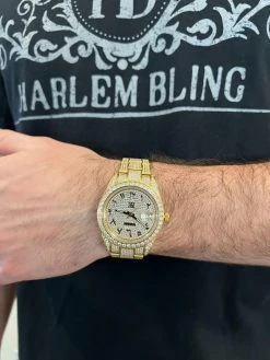16ct MOISSANITE Mens 14k Gold Over Stainless Watch Honeycomb Iced Arabic Dial 24 16ct MOISSANITE Mens 14k Gold Over Stainless Watch Honeycomb Iced Arabic Dial -Harlem Bling Shop hip hop 16ct moissanite mens 14k gold over stainless watch honeycomb iced arabic dial 70331.1671639664