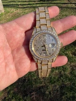 16ct MOISSANITE Mens 14k Gold Over Stainless Watch Honeycomb Iced Arabic Dial 35 16ct MOISSANITE Mens 14k Gold Over Stainless Watch Honeycomb Iced Arabic Dial -Harlem Bling Shop hip hop 16ct moissanite mens 14k gold over stainless watch honeycomb iced arabic dial 93210.1671639758