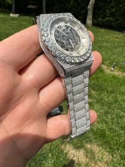 35.5ct MOISSANITE Automatic Skeleton Watch Mens Real Iced Hip Hop Passes Tester -Harlem Bling Shop hip hop 35.5ct moissanite automatic skeleton watch mens real iced hip hop passes tester 32954.1684271289