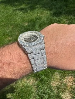 35.5ct MOISSANITE Automatic Skeleton Watch Mens Real Iced Hip Hop Passes Tester -Harlem Bling Shop hip hop 35.5ct moissanite automatic skeleton watch mens real iced hip hop passes tester 45444.1684271154