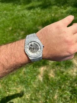 35.5ct MOISSANITE Automatic Skeleton Watch Mens Real Iced Hip Hop Passes Tester -Harlem Bling Shop hip hop 35.5ct moissanite automatic skeleton watch mens real iced hip hop passes tester 71027.1684271423