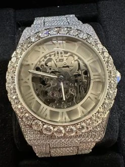 35.5ct MOISSANITE Automatic Skeleton Watch Mens Real Iced Hip Hop Passes Tester -Harlem Bling Shop hip hop 35.5ct moissanite automatic skeleton watch mens real iced hip hop passes tester 82008.1684271432