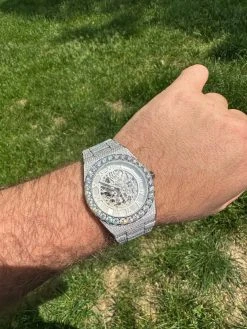 35.5ct MOISSANITE Automatic Skeleton Watch Mens Real Iced Hip Hop Passes Tester -Harlem Bling Shop hip hop 35.5ct moissanite automatic skeleton watch mens real iced hip hop passes tester 96508.1684271458