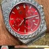 35ct MOISSANITE Red Face Mens Perpetual Calendar Real Watch Auto Iced Hip Hop