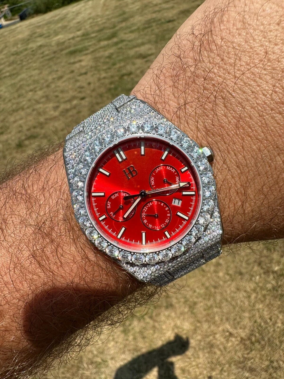 35ct MOISSANITE Red Face Mens Perpetual Calendar Real Watch Auto Iced Hip Hop 10 35ct MOISSANITE Red Face Mens Perpetual Calendar Real Watch Auto Iced Hip Hop - Image 8