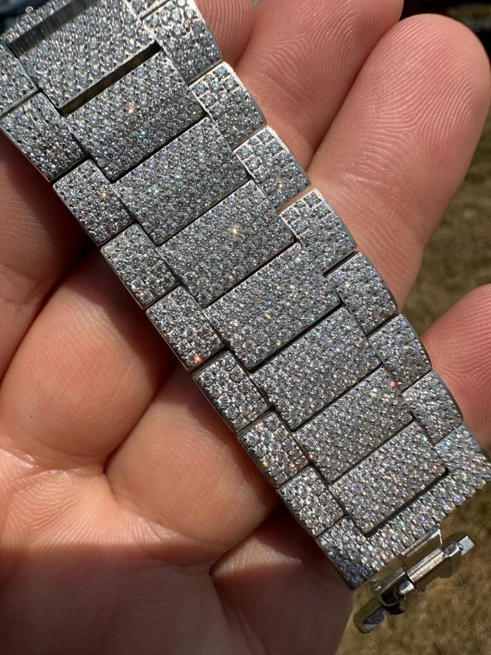 35ct MOISSANITE White Face Mens Perpetual Calendar Real Watch Auto Iced Hip Hop 5 35ct MOISSANITE White Face Mens Perpetual Calendar Real Watch Auto Iced Hip Hop - Image 3