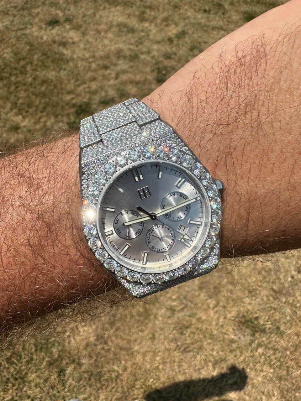 35ct MOISSANITE White Face Mens Perpetual Calendar Real Watch Auto Iced Hip Hop 14 35ct MOISSANITE White Face Mens Perpetual Calendar Real Watch Auto Iced Hip Hop - Image 12