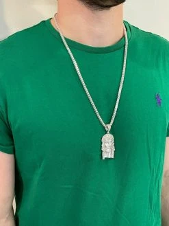 6ct MOISSANITE Iced Real Solid Silver Gold Baguette Jesus Piece Pendant Necklace 20 6ct MOISSANITE Iced Real Solid Silver Gold Baguette Jesus Piece Pendant Necklace -Harlem Bling Shop hip hop 6ct moissanite iced real solid silver gold baguette jesus piece pendant necklace 16358.1664363041