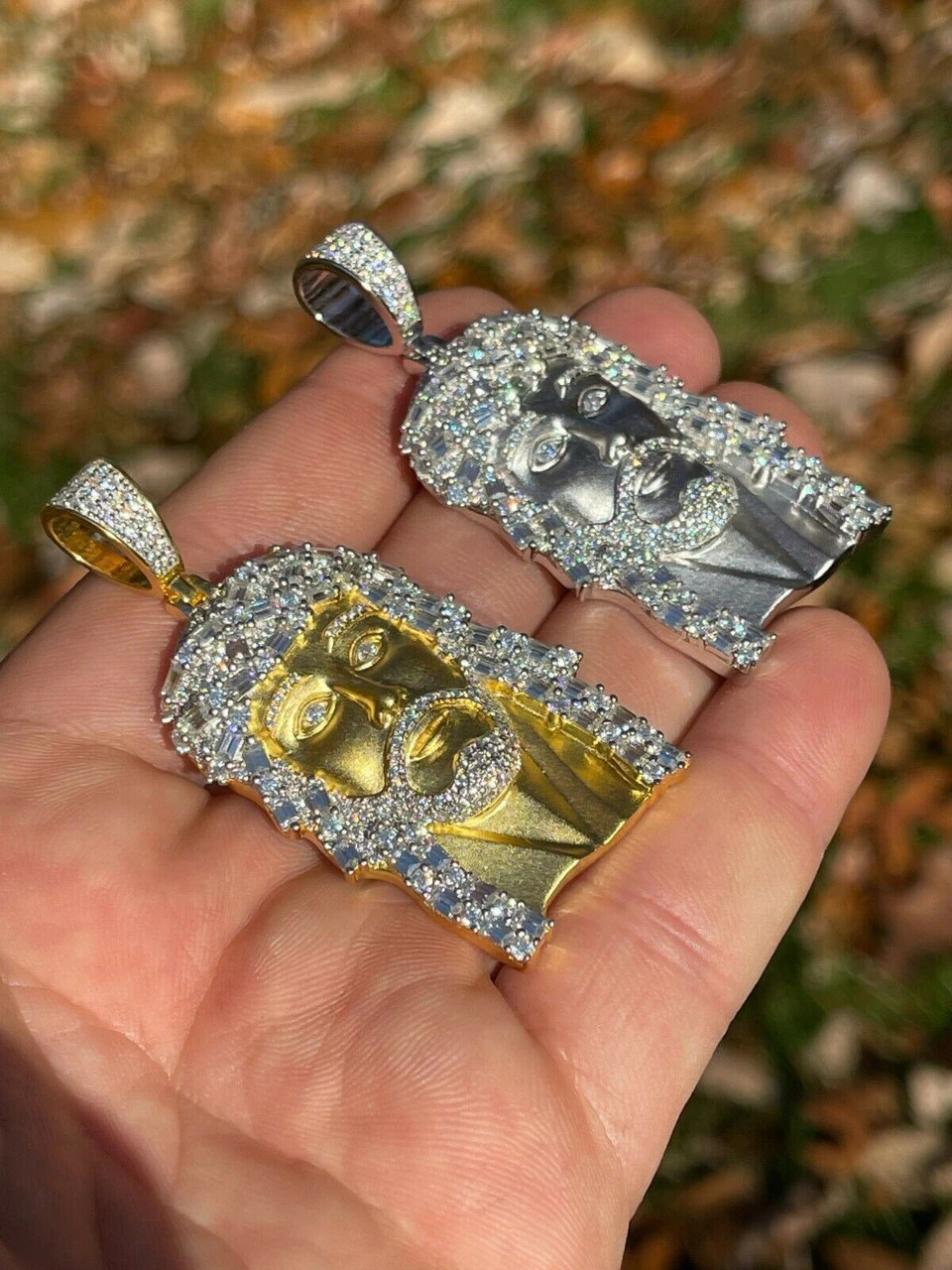 6ct MOISSANITE Iced Real Solid Silver Gold Baguette Jesus Piece Pendant Necklace 6 6ct MOISSANITE Iced Real Solid Silver Gold Baguette Jesus Piece Pendant Necklace - Image 4