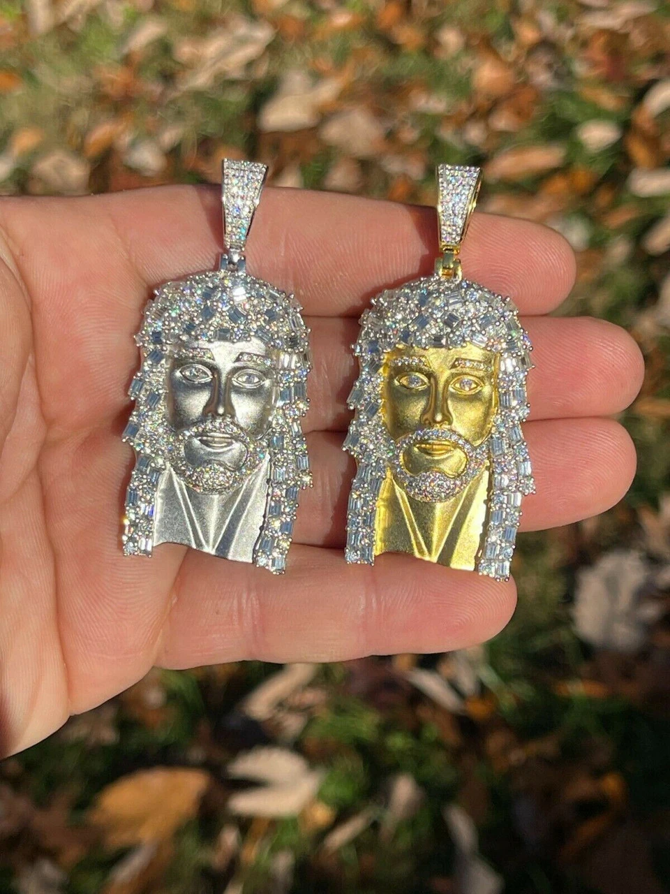 6ct MOISSANITE Iced Real Solid Silver Gold Baguette Jesus Piece Pendant Necklace 14 6ct MOISSANITE Iced Real Solid Silver Gold Baguette Jesus Piece Pendant Necklace - Image 12