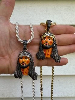 Black MOISSANITE Real 925 Silver / Gold Enamel Jesus Piece Pendant Necklace 37 Black MOISSANITE Real 925 Silver / Gold Enamel Jesus Piece Pendant Necklace -Harlem Bling Shop hip hop black moissanite real 925 silver gold enamel jesus piece pendant necklace 03755.1697770505