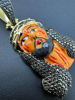 Black MOISSANITE Real 925 Silver / Gold Enamel Jesus Piece Pendant Necklace 31 Black MOISSANITE Real 925 Silver / Gold Enamel Jesus Piece Pendant Necklace -Harlem Bling Shop hip hop black moissanite real 925 silver gold enamel jesus piece pendant necklace 19427.1697770497