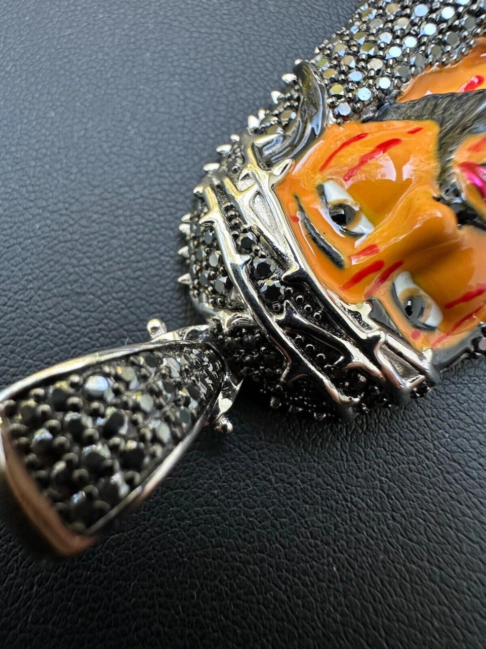 Black MOISSANITE Real 925 Silver / Gold Enamel Jesus Piece Pendant Necklace 11 Black MOISSANITE Real 925 Silver / Gold Enamel Jesus Piece Pendant Necklace - Image 9