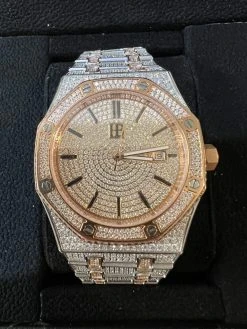 Bust Down Automatic MOISSANITE Watch Iced Two Tone Rose Gold Pass Diamond Tester 24 Bust Down Automatic MOISSANITE Watch Iced Two Tone Rose Gold Pass Diamond Tester -Harlem Bling Shop hip hop bust down automatic moissanite watch iced two tone rose gold pass diamond tester 48532.1664302374