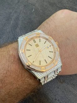 Bust Down Automatic MOISSANITE Watch Iced Two Tone Rose Gold Pass Diamond Tester 20 Bust Down Automatic MOISSANITE Watch Iced Two Tone Rose Gold Pass Diamond Tester -Harlem Bling Shop hip hop bust down automatic moissanite watch iced two tone rose gold pass diamond tester 67245.1664301927