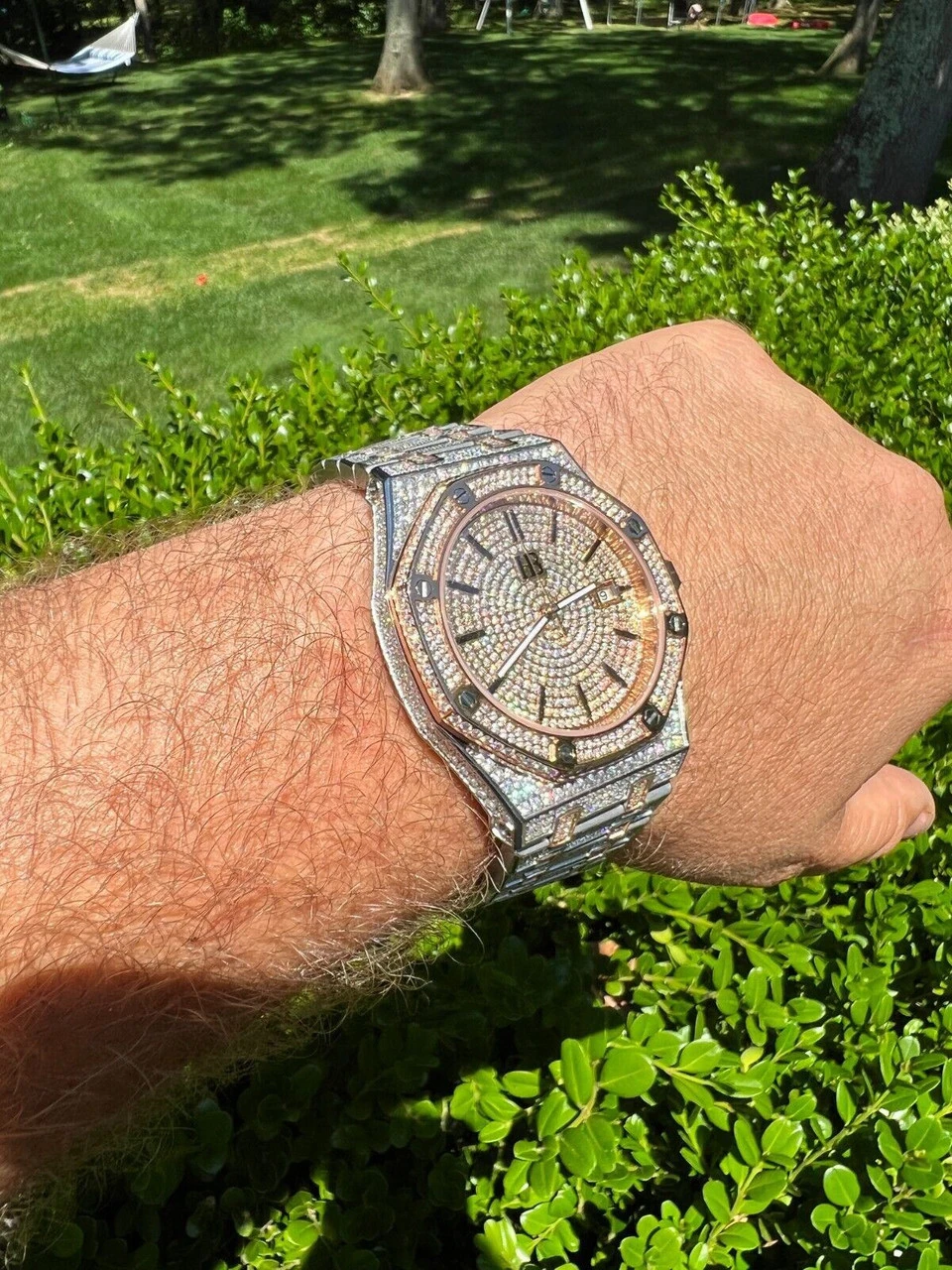 Bust Down Automatic MOISSANITE Watch Iced Two Tone Rose Gold Pass Diamond Tester 5 Bust Down Automatic MOISSANITE Watch Iced Two Tone Rose Gold Pass Diamond Tester - Image 4