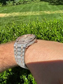 Bust Down Automatic MOISSANITE Watch Iced Two Tone Rose Gold Pass Diamond Tester 18 Bust Down Automatic MOISSANITE Watch Iced Two Tone Rose Gold Pass Diamond Tester -Harlem Bling Shop hip hop bust down automatic moissanite watch iced two tone rose gold pass diamond tester 75081.1664299895