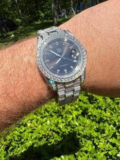 Bust Down MOISSANITE Black Presidential Watch Iced Hip Hop Passes Diamond Test -Harlem Bling Shop hip hop bust down moissanite black presidential watch iced hip hop passes diamond test 08272.1664359898