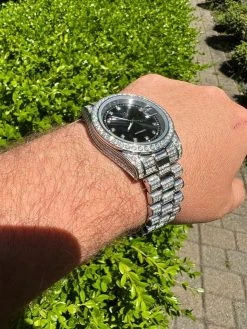 Bust Down MOISSANITE Black Presidential Watch Iced Hip Hop Passes Diamond Test -Harlem Bling Shop hip hop bust down moissanite black presidential watch iced hip hop passes diamond test 49427.1664356975