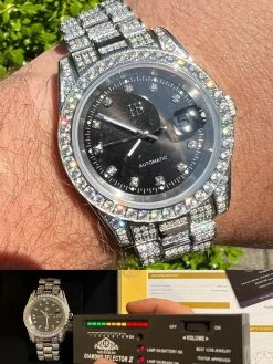 Bust Down MOISSANITE Black Presidential Watch Iced Hip Hop Passes Diamond Test