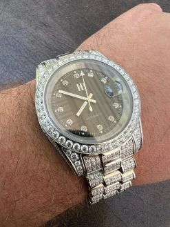 Bust Down MOISSANITE Black Presidential Watch Iced Hip Hop Passes Diamond Test -Harlem Bling Shop hip hop bust down moissanite black presidential watch iced hip hop passes diamond test 84580.1664356501