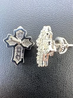 Gothic Cross Large Earrings Real 925 Silver Iced Moissanite Hip Hop Mens Ladies -Harlem Bling Shop hip hop gothic cross large earrings real 925 silver iced moissanite hip hop mens ladies 02572.1695693009