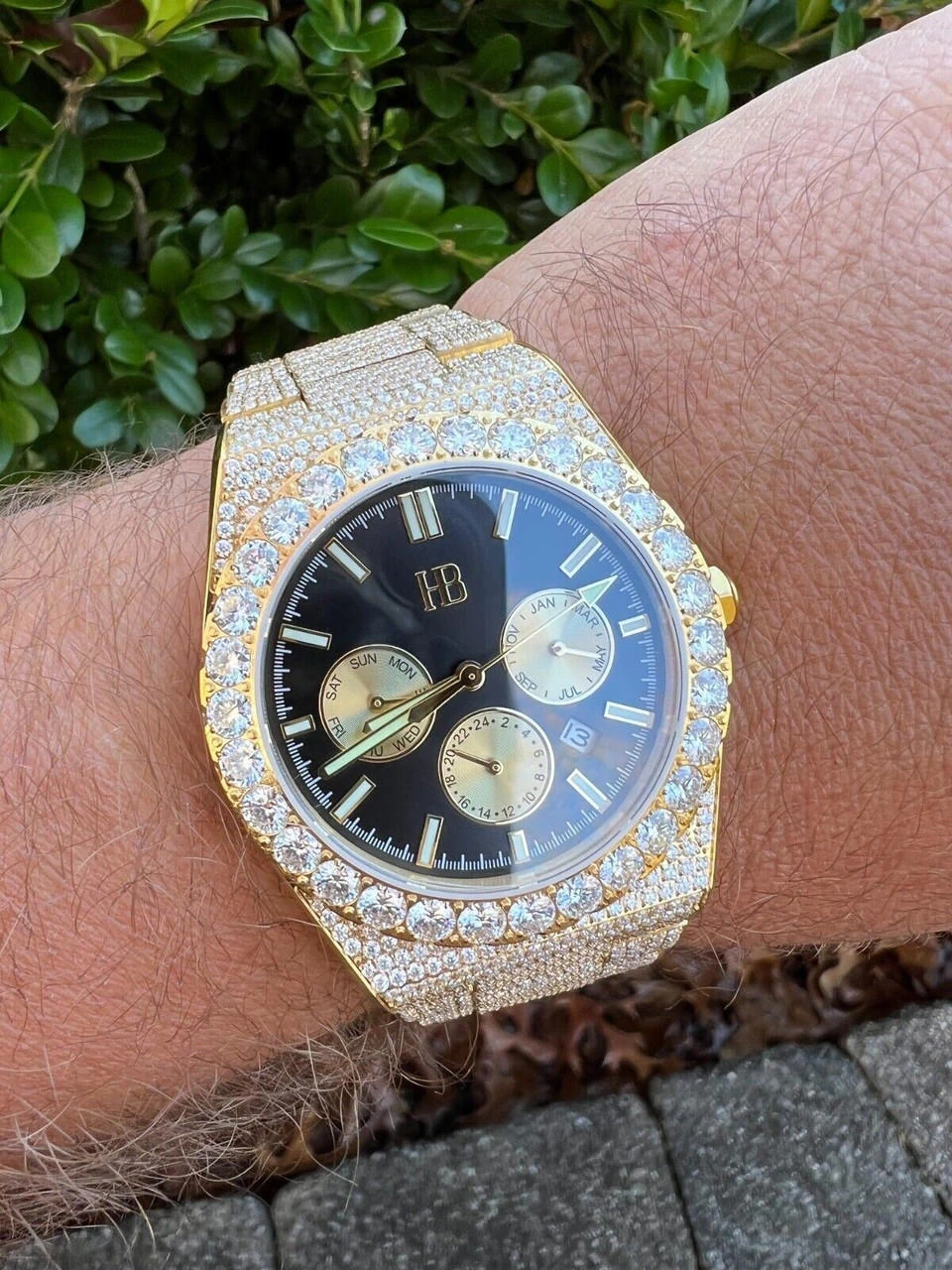 Honeycomb Set 35ct MOISSANITE Gold Mens Perpetual Skeleton Watch Iced Hip Hop Passes Tester ✅ 8 Honeycomb Set 35ct MOISSANITE Gold Mens Perpetual Skeleton Watch Iced Hip Hop Passes Tester ✅ - Image 6