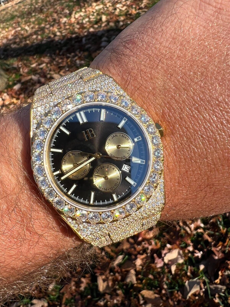 Honeycomb Set 35ct MOISSANITE Gold Mens Perpetual Skeleton Watch Iced Hip Hop Passes Tester ✅ 16 Honeycomb Set 35ct MOISSANITE Gold Mens Perpetual Skeleton Watch Iced Hip Hop Passes Tester ✅ - Image 14