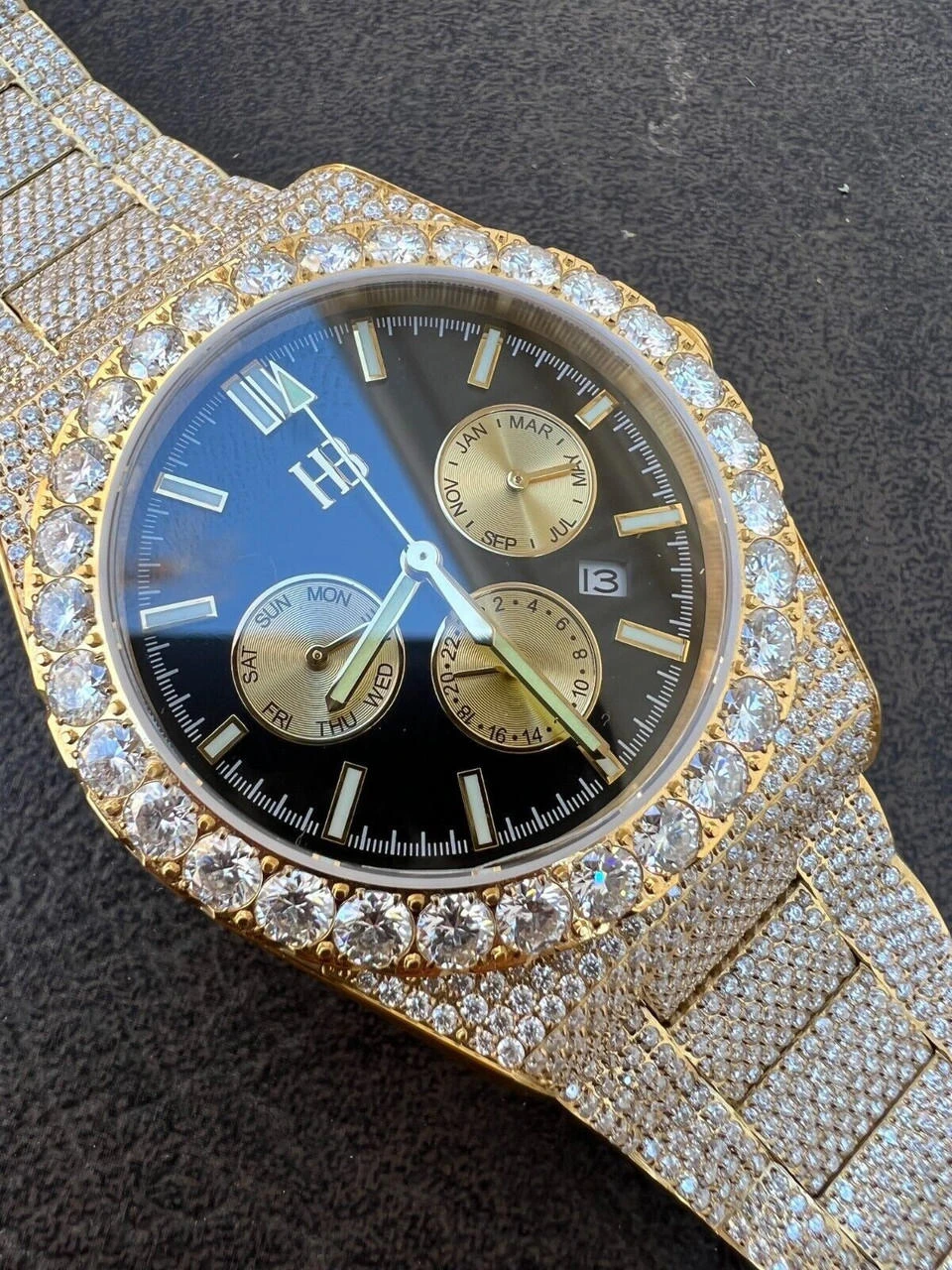 Honeycomb Set 35ct MOISSANITE Gold Mens Perpetual Skeleton Watch Iced Hip Hop Passes Tester ✅ 4 Honeycomb Set 35ct MOISSANITE Gold Mens Perpetual Skeleton Watch Iced Hip Hop Passes Tester ✅ - Image 2