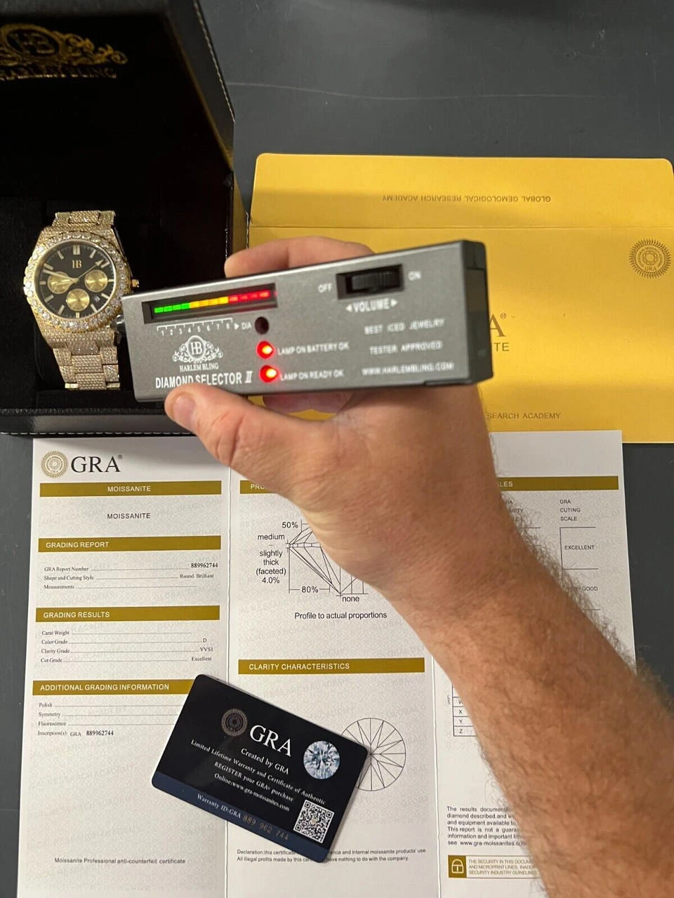 Honeycomb Set 35ct MOISSANITE Gold Mens Perpetual Skeleton Watch Iced Hip Hop Passes Tester ✅ 6 Honeycomb Set 35ct MOISSANITE Gold Mens Perpetual Skeleton Watch Iced Hip Hop Passes Tester ✅ - Image 4