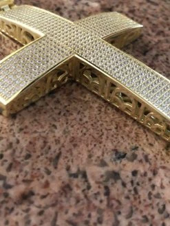 Iced 7ct Moissanite Huge 14k Gold Vermeil Cross Pendant Men's Pass Diamond Test 20 Iced 7ct Moissanite Huge 14k Gold Vermeil Cross Pendant Men's Pass Diamond Test -Harlem Bling Shop hip hop iced 7ct moissanite huge 14k gold vermeil cross pendant mens pass diamond test 22718.1664375407