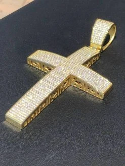 Iced 7ct Moissanite Huge 14k Gold Vermeil Cross Pendant Men's Pass Diamond Test 25 Iced 7ct Moissanite Huge 14k Gold Vermeil Cross Pendant Men's Pass Diamond Test -Harlem Bling Shop hip hop iced 7ct moissanite huge 14k gold vermeil cross pendant mens pass diamond test 50732.1664389420