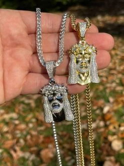 Iced Bust Down Real Solid Silver / Gold Baguette CZ Jesus Piece Pendant Necklace 16 Iced Bust Down Real Solid Silver / Gold Baguette CZ Jesus Piece Pendant Necklace -Harlem Bling Shop hip hop iced bust down real solid silver gold baguette cz jesus piece pendant necklace 70398.1664361047