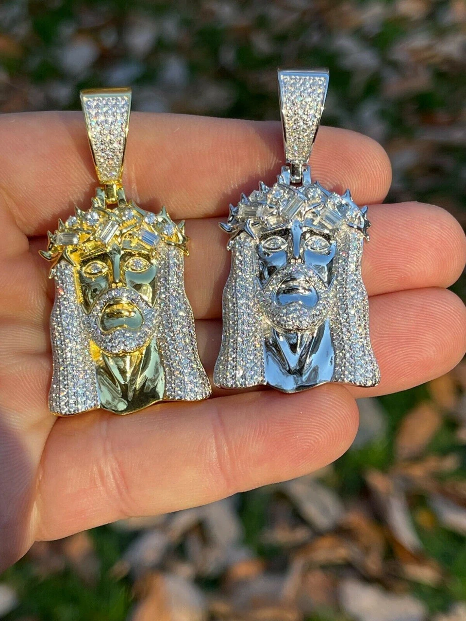 Iced Bust Down Real Solid Silver / Gold Baguette CZ Jesus Piece Pendant Necklace 11 Iced Bust Down Real Solid Silver / Gold Baguette CZ Jesus Piece Pendant Necklace - Image 9