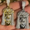 Iced Bust Down Real Solid Silver / Gold Baguette CZ Jesus Piece Pendant Necklace 1 Iced Bust Down Real Solid Silver / Gold Baguette CZ Jesus Piece Pendant Necklace -Harlem Bling Shop hip hop iced bust down real solid silver gold baguette cz jesus piece pendant necklace 99163.1664356516