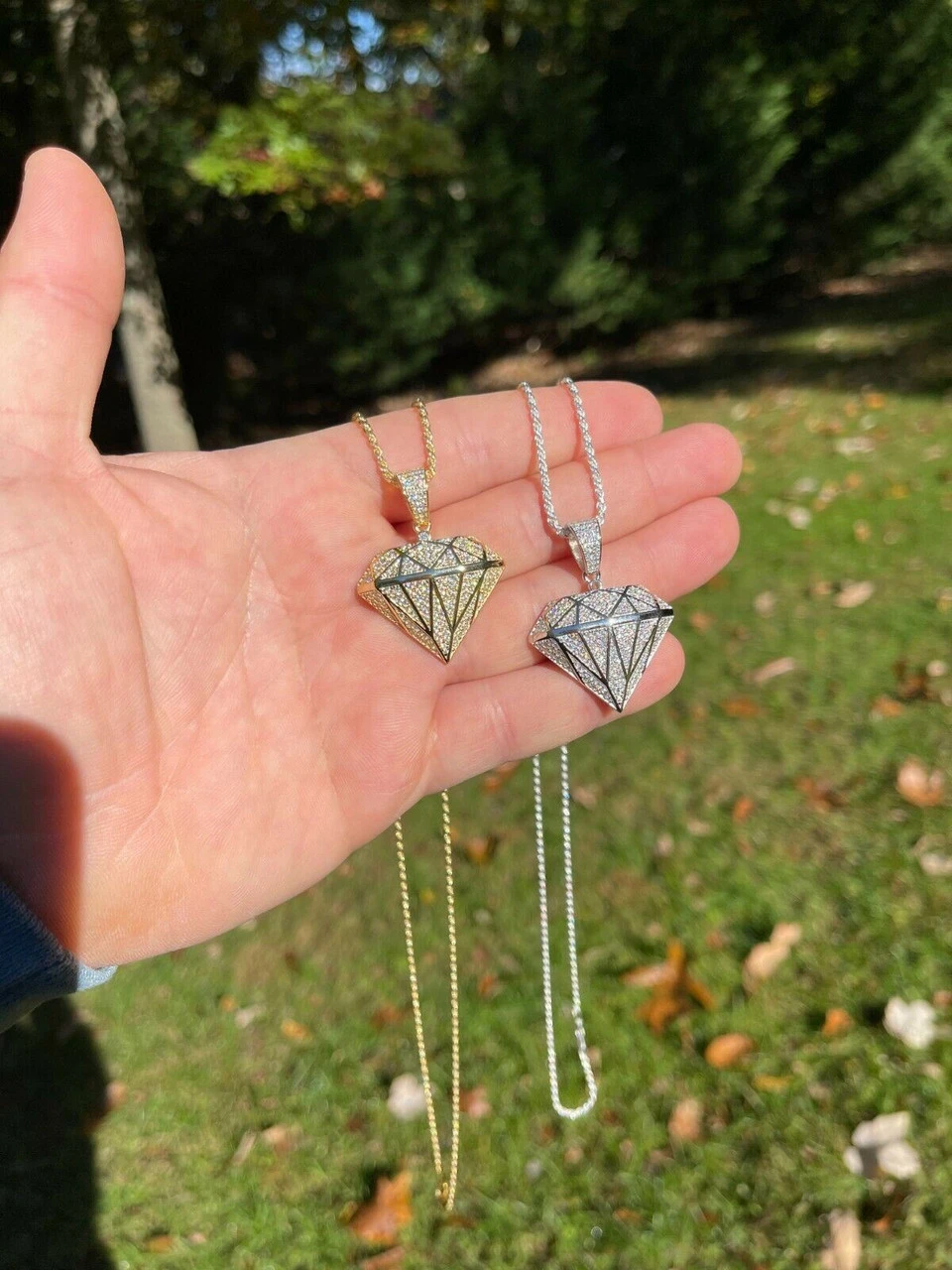 Iced Diamond Shape Bling Pendant Hip Hop Necklace 925 Silver / Gold MOISSANITE 5 Iced Diamond Shape Bling Pendant Hip Hop Necklace 925 Silver / Gold MOISSANITE - Image 3