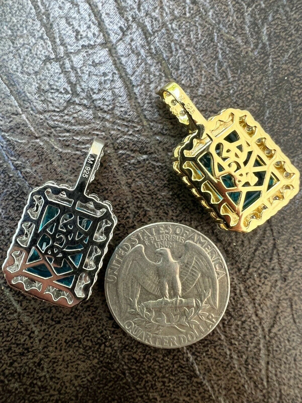 Hip Hop Iced Moissanite & Blue Stone Bling Pendant Necklace Pass Diamond Test 14 Hip Hop Iced Moissanite & Blue Stone Bling Pendant Necklace Pass Diamond Test - Image 12