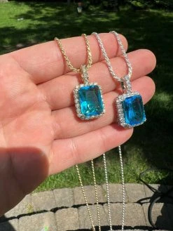 Hip Hop Iced Moissanite & Blue Stone Bling Pendant Necklace Pass Diamond Test 23 Hip Hop Iced Moissanite & Blue Stone Bling Pendant Necklace Pass Diamond Test -Harlem Bling Shop hip hop iced moissanite and blue stone bling pendant necklace pass diamond test 57832.1664299905