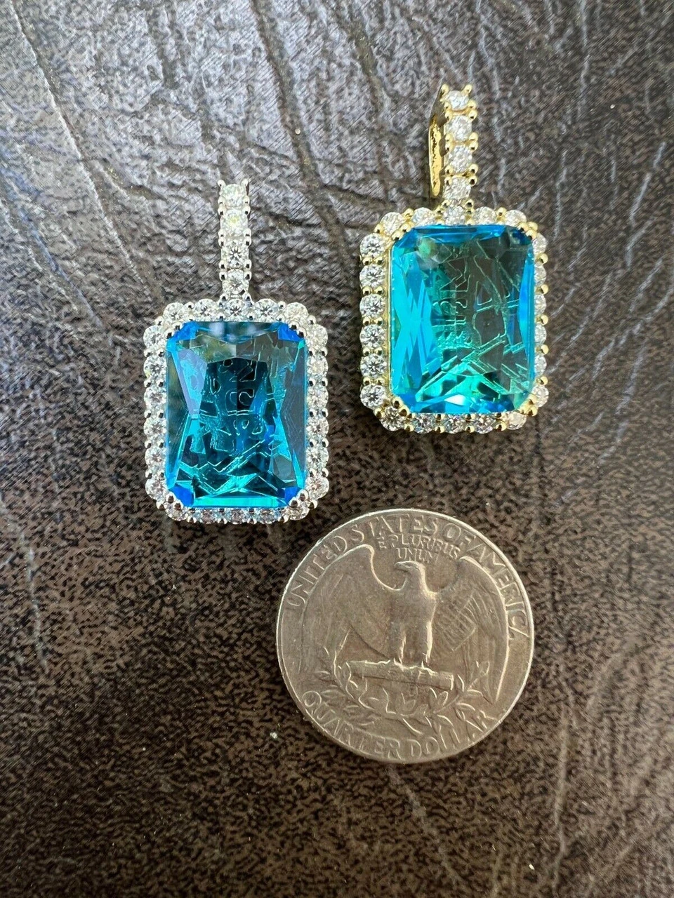 Hip Hop Iced Moissanite & Blue Stone Bling Pendant Necklace Pass Diamond Test 6 Hip Hop Iced Moissanite & Blue Stone Bling Pendant Necklace Pass Diamond Test - Image 4